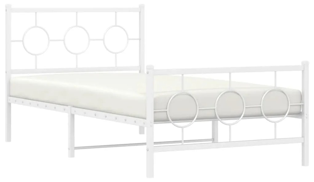 Estrutura de cama com cabeceira e pés 100x200 cm metal branco