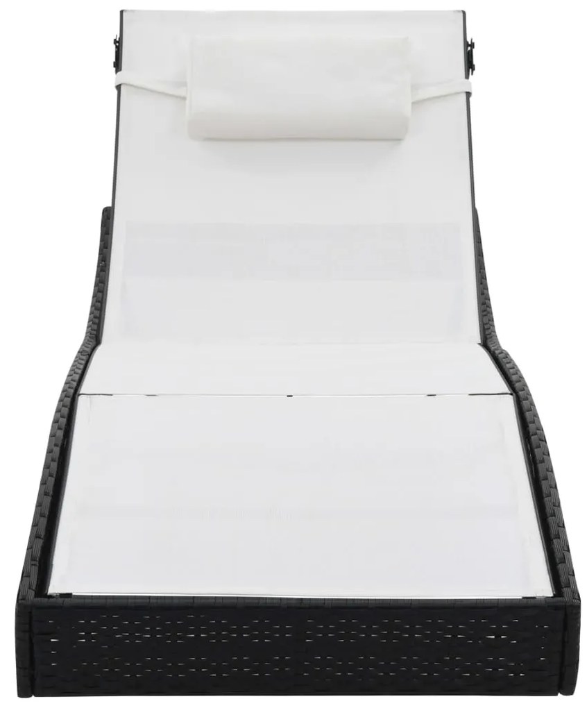 Espreguiçadeiras com mesa 2 pcs vime PE e textilene preto