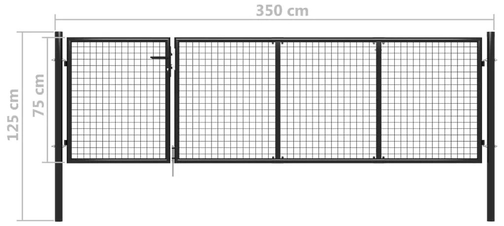 Portão de jardim 350x75 cm aço antracite