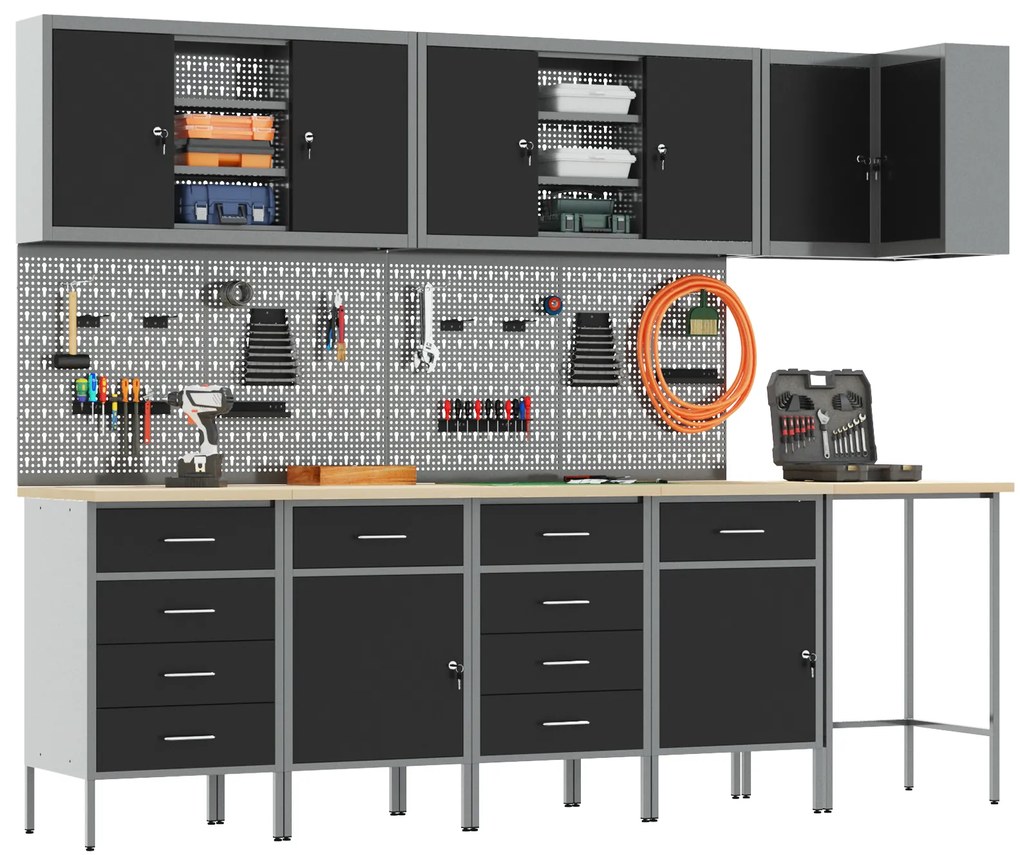 Conjunto de Armário de Trabalho e Painel de Ferramentas de 12 Peças vi