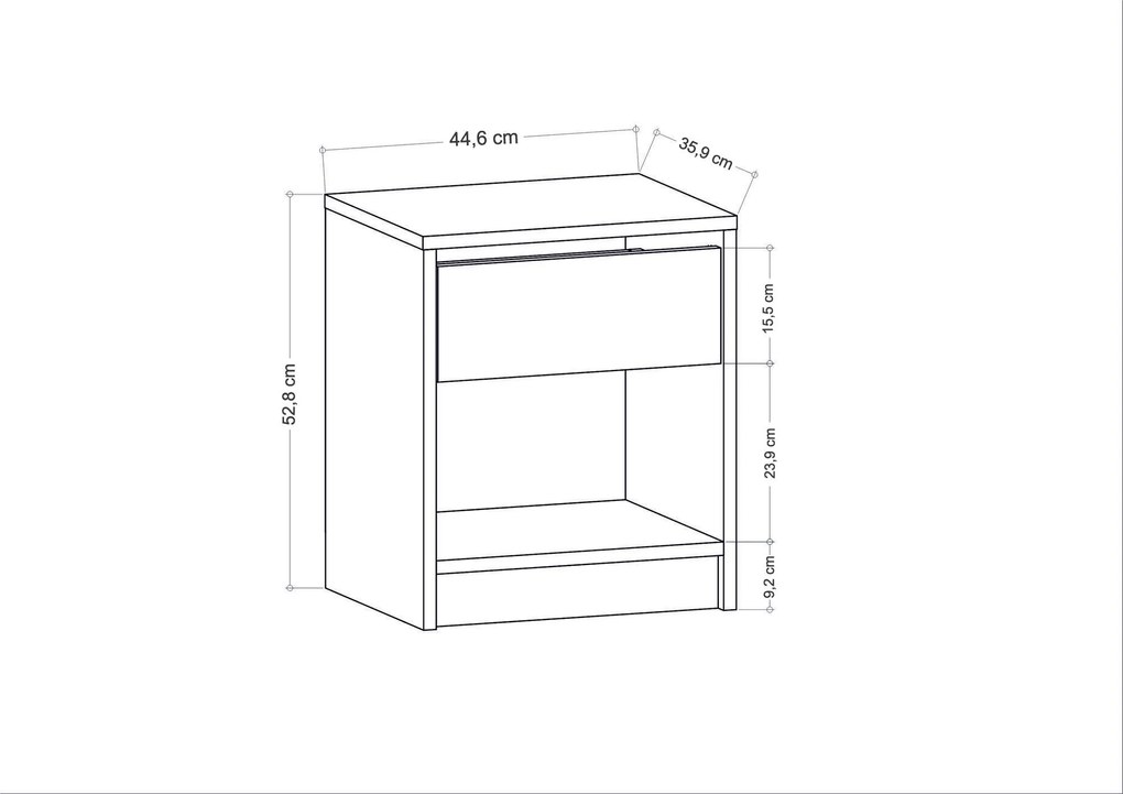 Mesa de Cabeceira Sheridan - Antracite - 44,6x35,9x52,8 cm