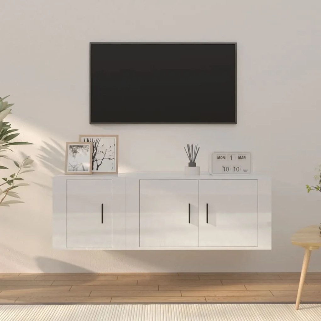 vidaXL 2 pcs conjunto móveis de TV derivados madeira branco brilhante