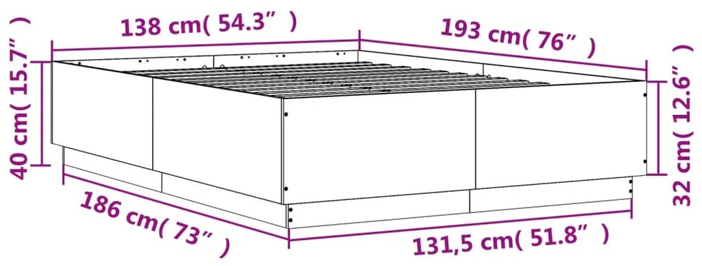 Estrutura de cama 135x190 cm derivados de madeira branco