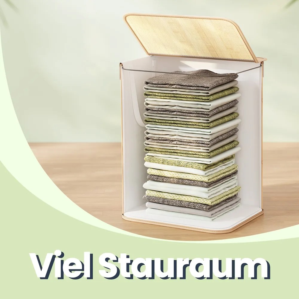 Cesto da roupa suja, com tampa de 95 L, em bambu 40 x 40 x 61 cm cor natural