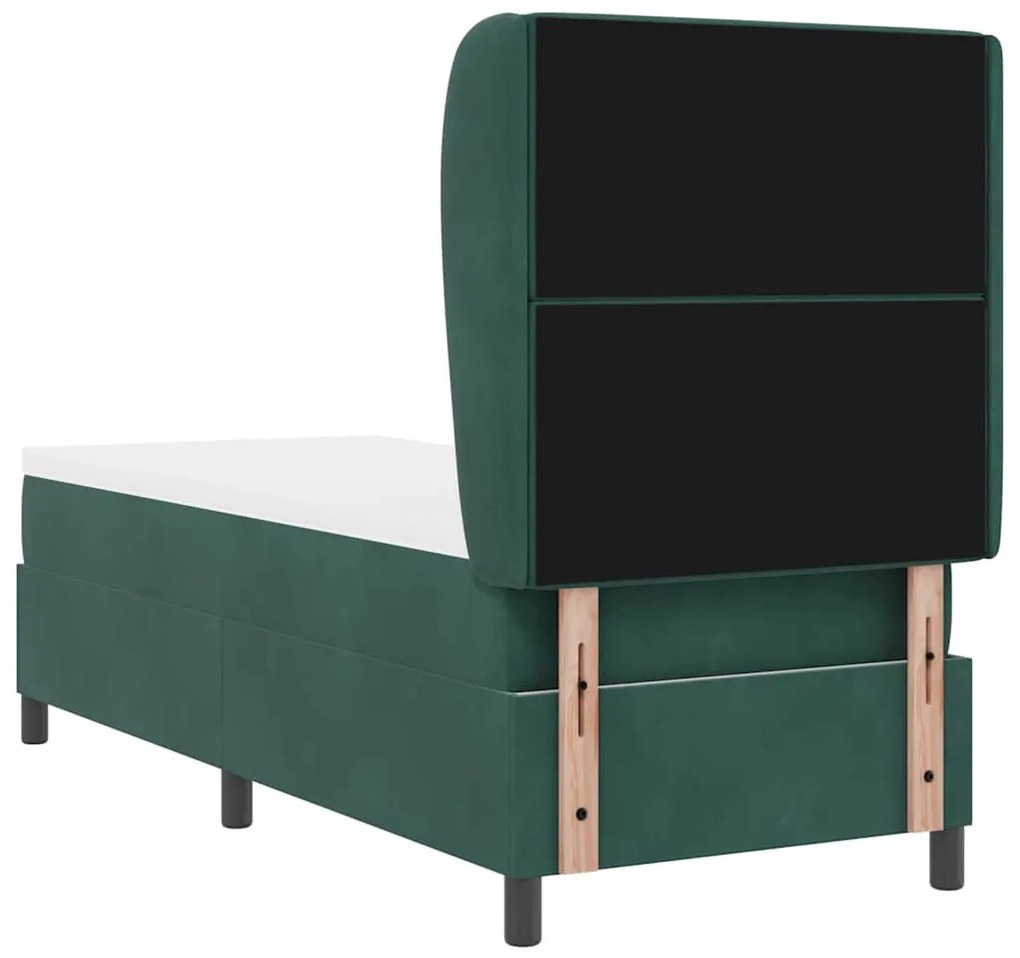 Cama Box com Colchão Verde Escuro 80 x 200 cm em Veludo