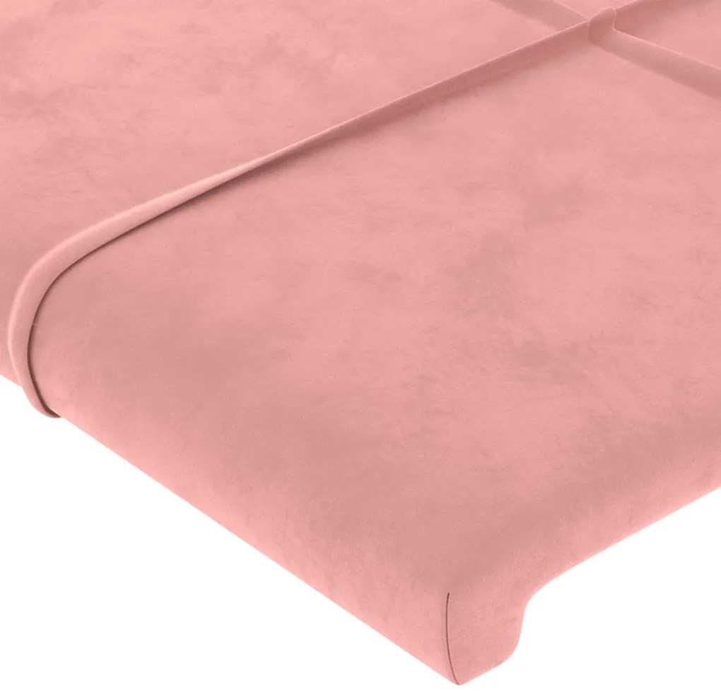 Cabeceira de cama c/ luzes LED veludo 147x16x118/128 cm rosa