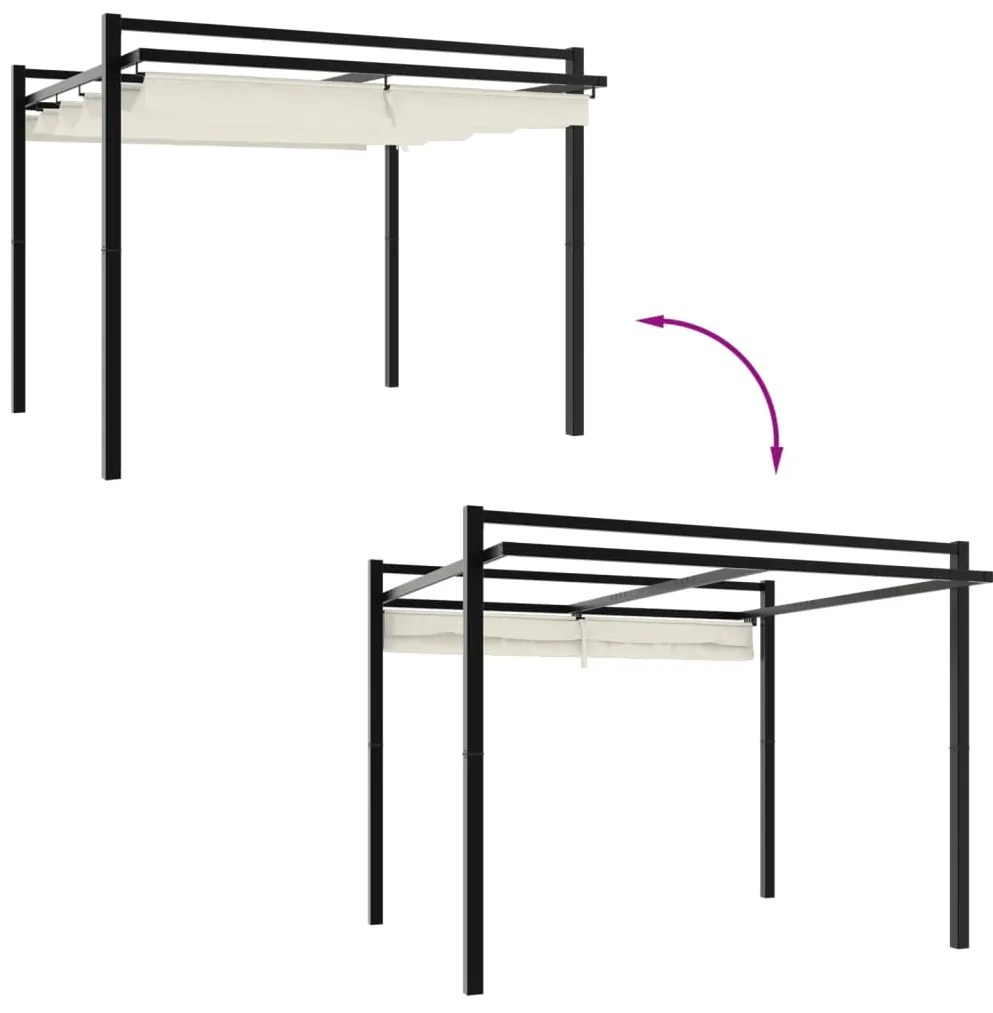 Gazebo de jardim com teto retrátil 3x3 m alumínio creme