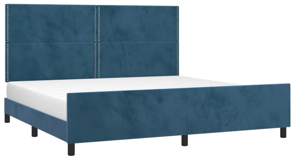 Estrutura de cama sem colchão 200x200 cm veludo azul-escuro