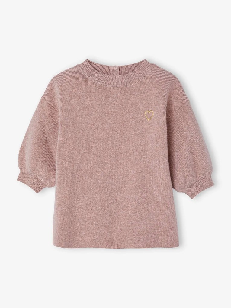 Vestido em tricot bordado, para bebé lilás