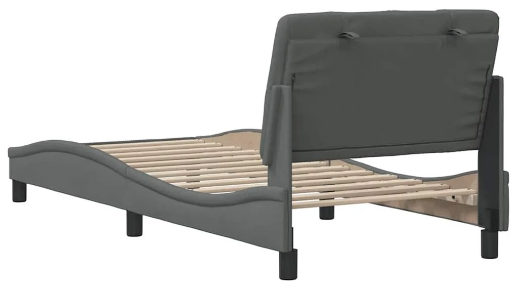 Estrutura de cama sem colchão 90x200 cm tecido cinzento-escuro
