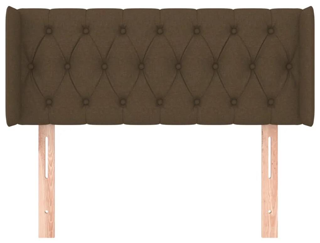 Cabeceira de cama c/ abas tecido 93x16x78/88 cm castanho-escuro