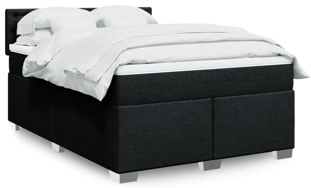 Cama com molas/colchão 160x200 cm tecido preto