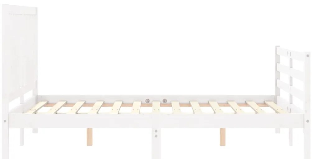 Estrutura de cama com cabeceira 120x200cm madeira maciça branco