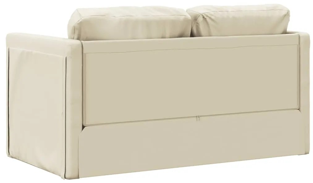 Sofá-cama sem pés 112x174x55 cm couro artificial cor creme