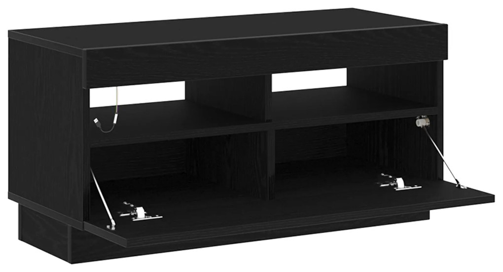 Estante de TV vidaXL com Luzes LED em Carvalho Preto 100x35x40 cm de M