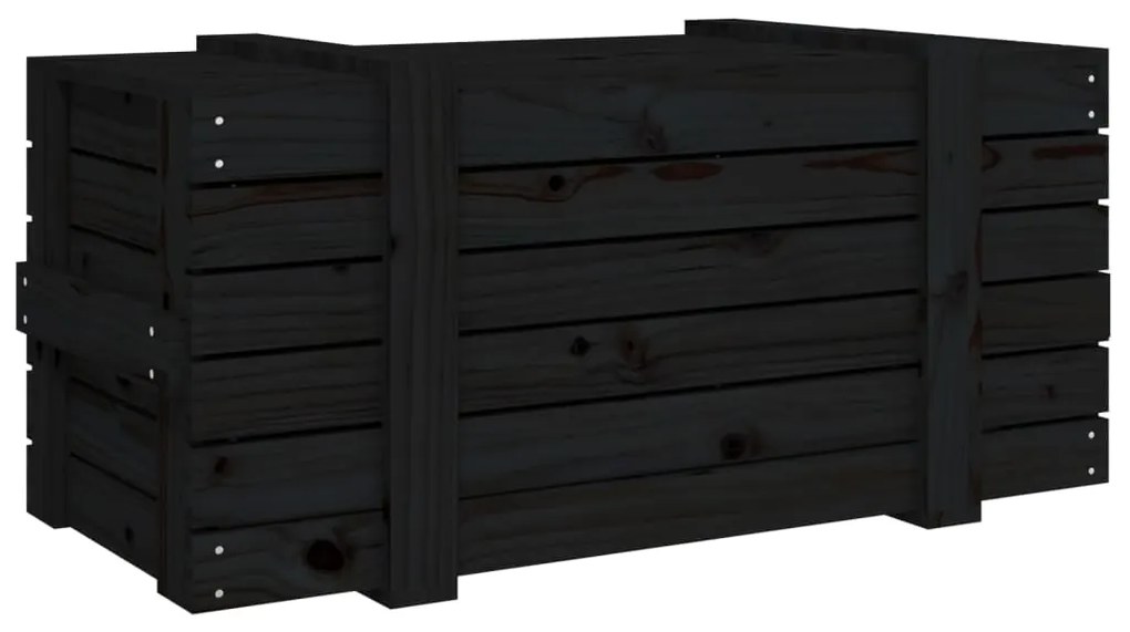 Caixa de arrumação 91x40,5x42 cm madeira de pinho maciça preto