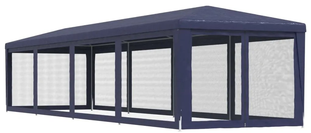 Tenda p/ festas c/ 10 paredes laterais em rede 3x12 m PEAD azul
