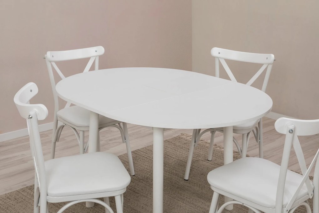Conjunto de Mesa de Jantar Extensível Oliver – Branco – Mesa: 100x75x1