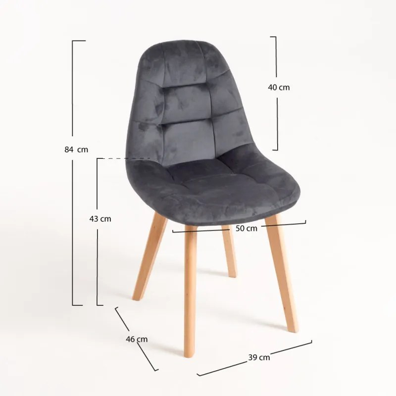 Cadeira Kelen Veludo - Cinza escuro