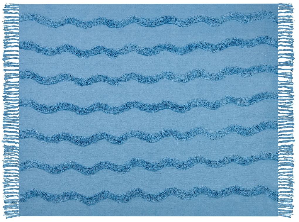 Manta decorativa em algodão azul claro 125 x 150 cm KHARI Beliani