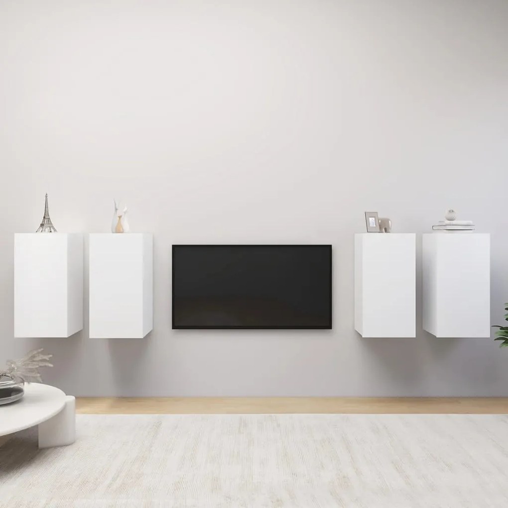 Móveis de TV 4 pcs 30,5x30x60 cm derivados de madeira branco