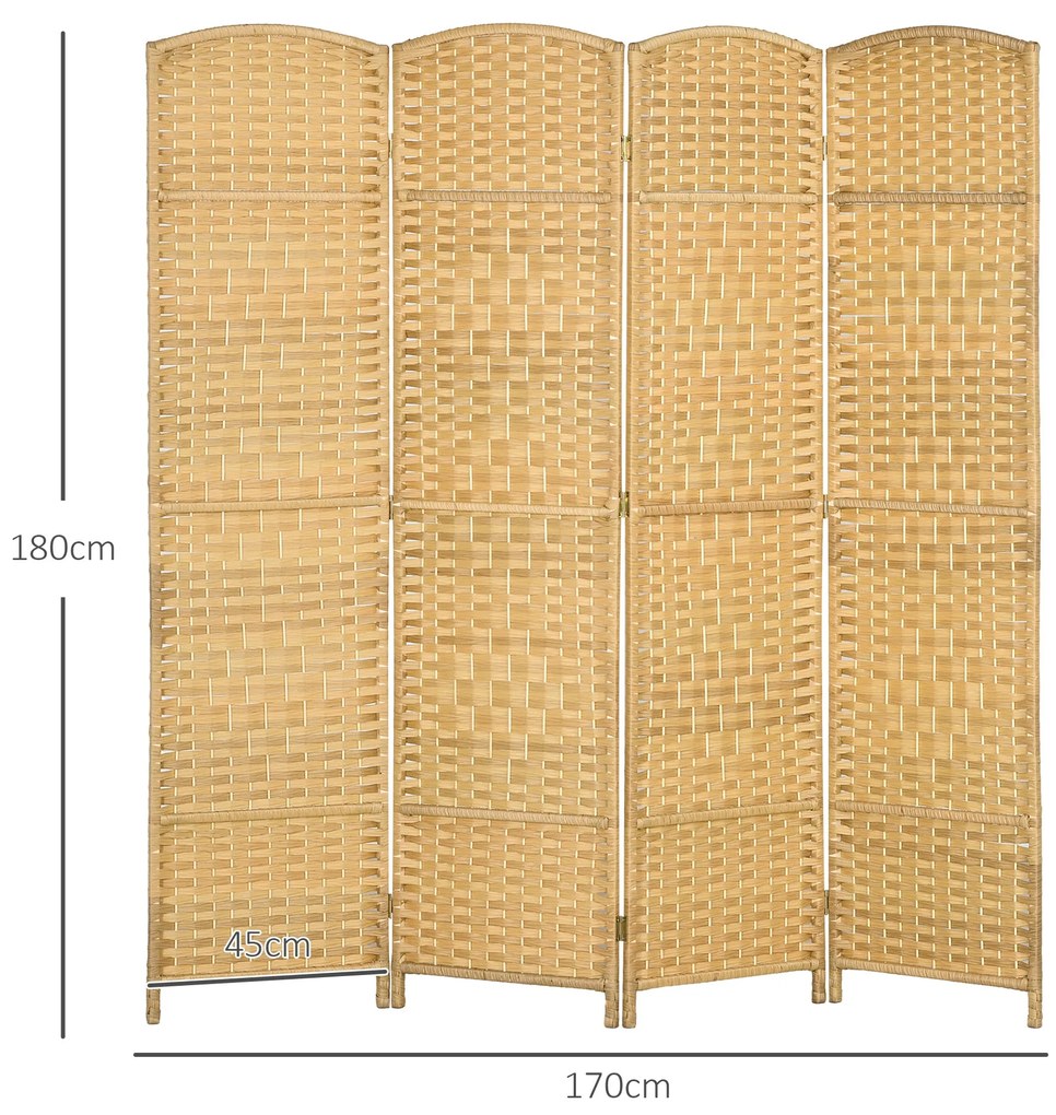 HOMCOM Biombo Dobrável de 4 Painéis Divisor de Ambientes 180x180 cm Ec