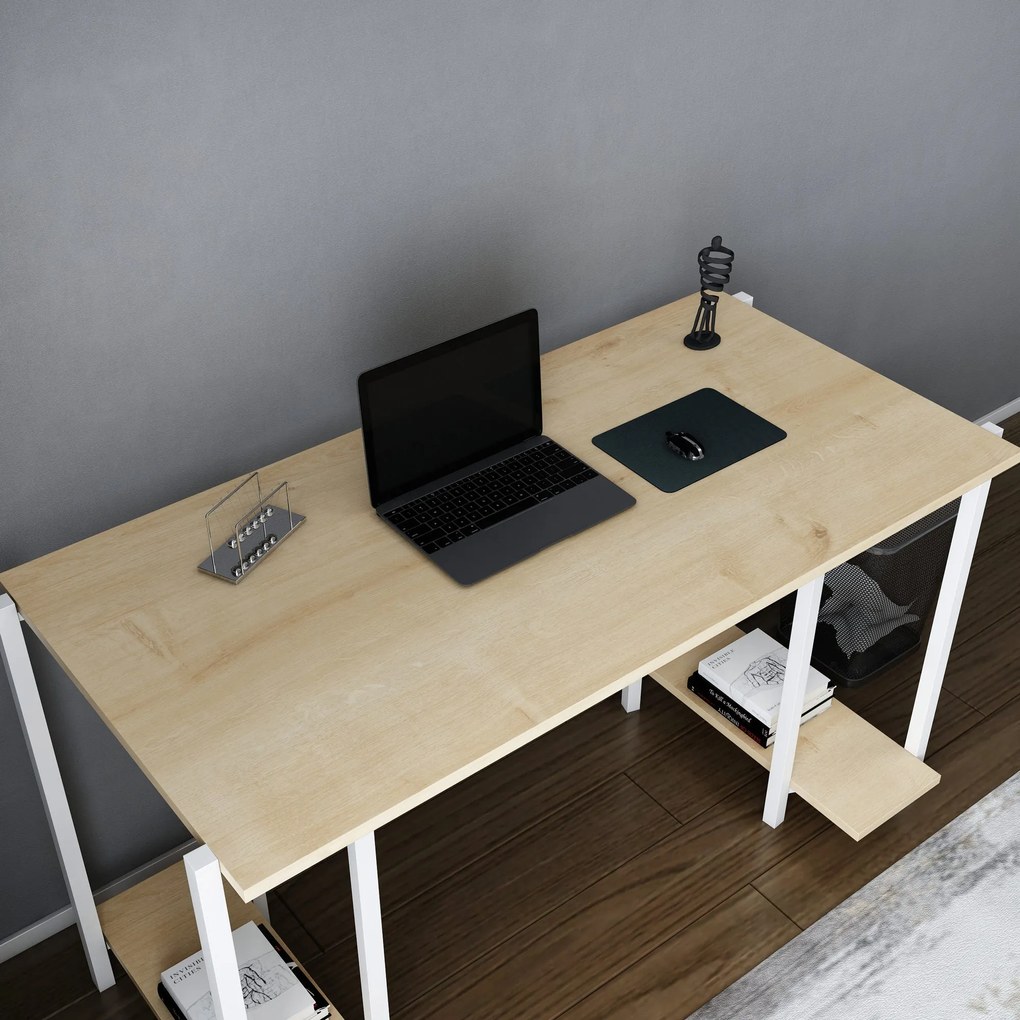 Secretária Academy – Branco Carvalho – 125,2 x 60 x 73,8 cm