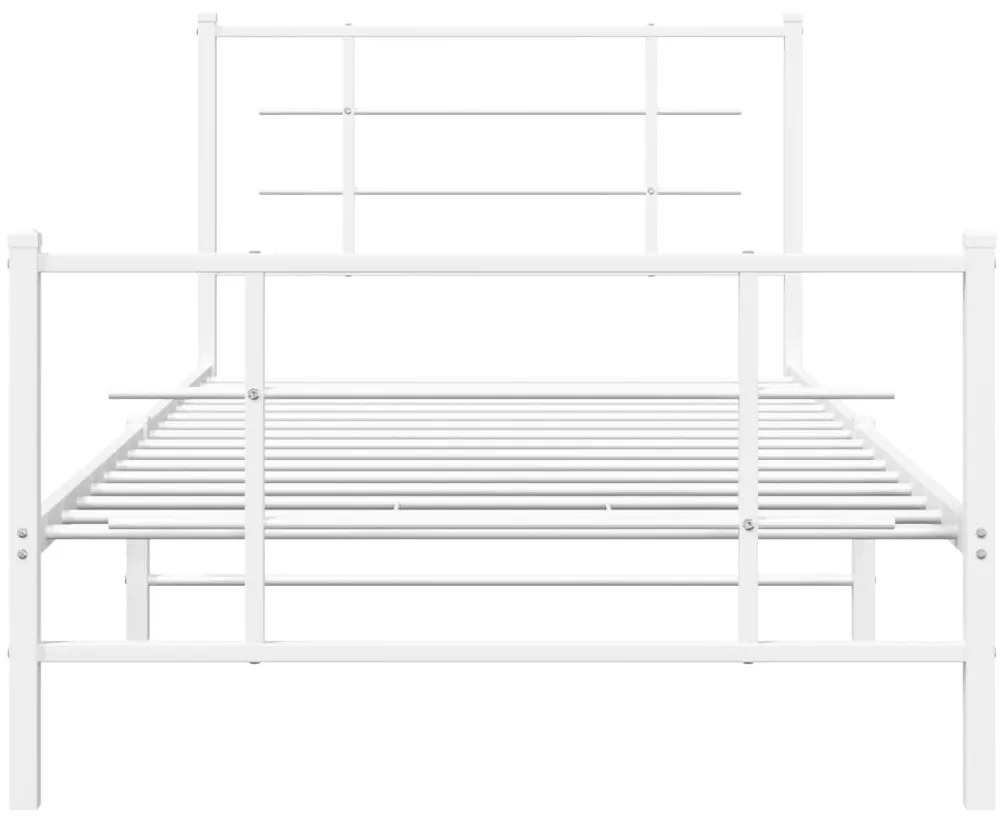 Estrutura de cama com cabeceira e pés 107x203 cm metal branco