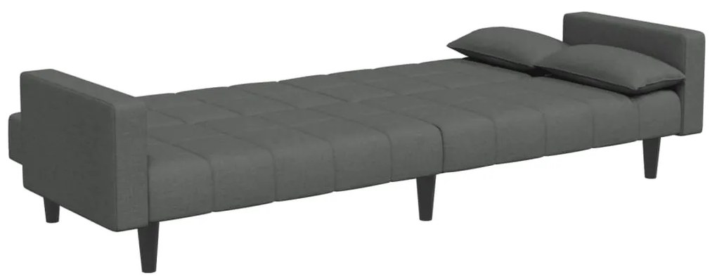 Sofá-cama de 2 lugares c/ apoio de pés tecido cinzento-escuro