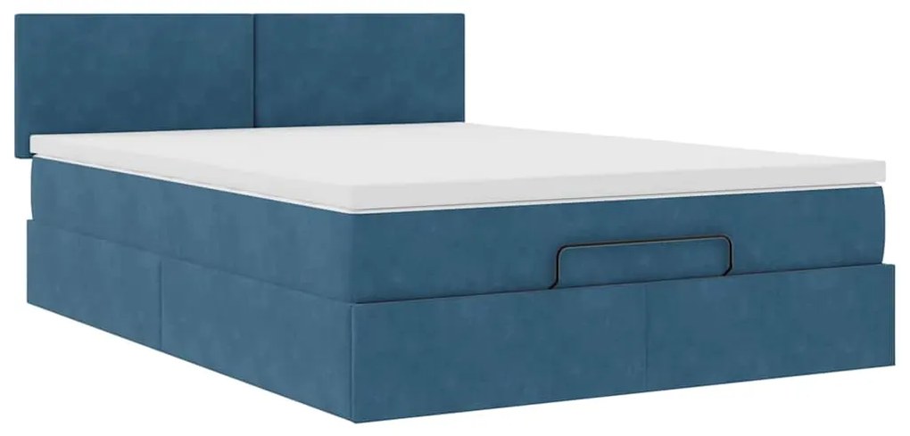Estrutura de cama otomana com colchão 140x190cm azul escuro