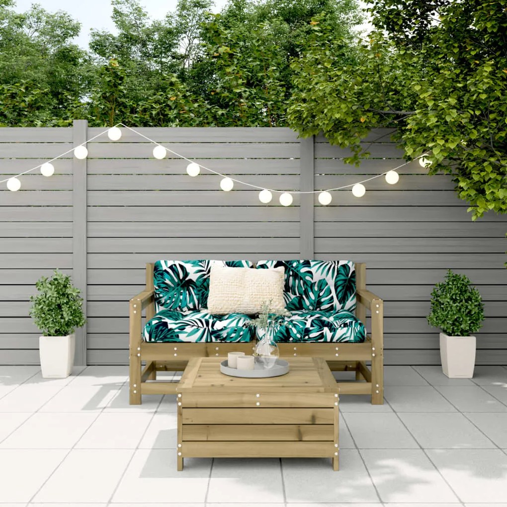 3 pcs conjunto de sofás para jardim madeira de pinho impregnada