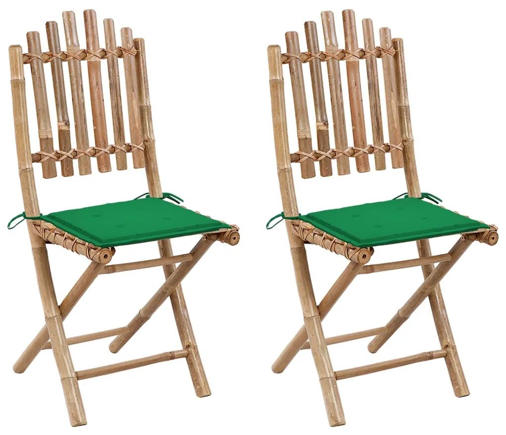 3063992 vidaXL Cadeiras de jardim dobráveis c/ almofadões 2 pcs bambu