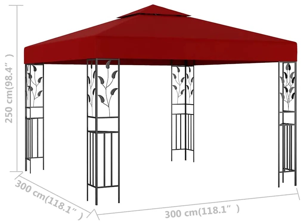 Gazebo 3x3 m vermelho tinto