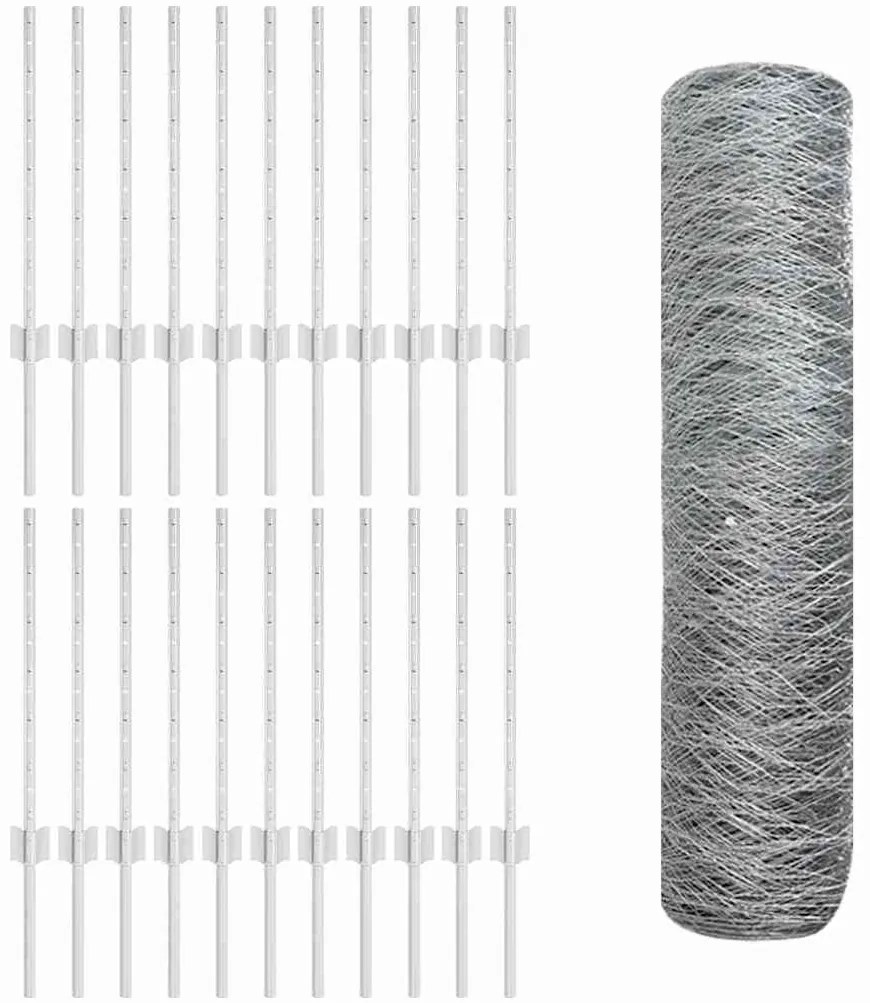 Postes de Cerca vidaXL 11 pcs U-Channel 60 cm Aço Galvanizado