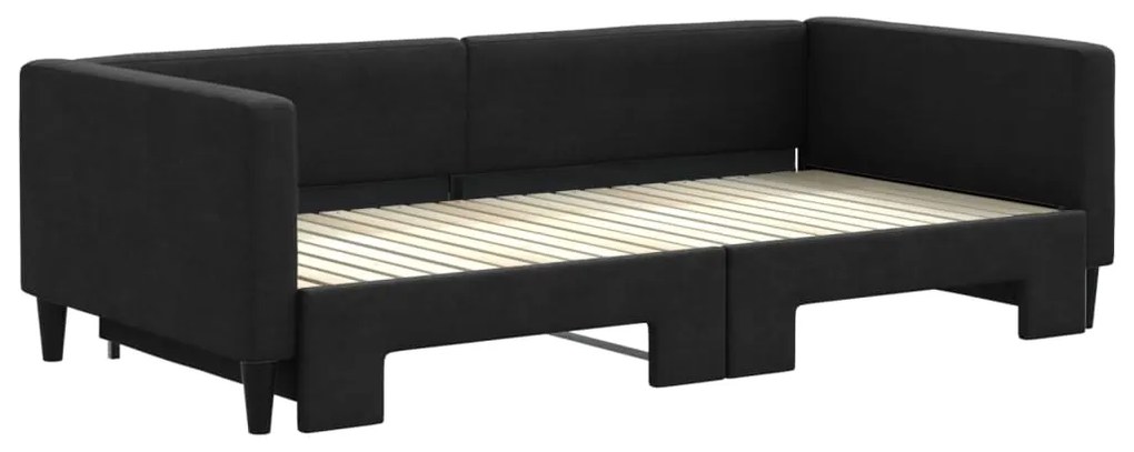 Sofá-cama com gavetão 100x200 cm tecido preto