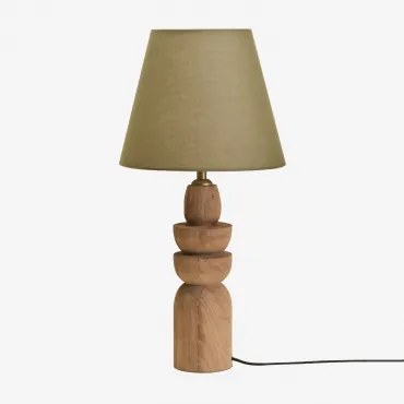 Candeeiro De Mesa Em Madeira De Manga Koski Madeira De Manga & Sage Green Ø25 Cm Caracas - Sklum
