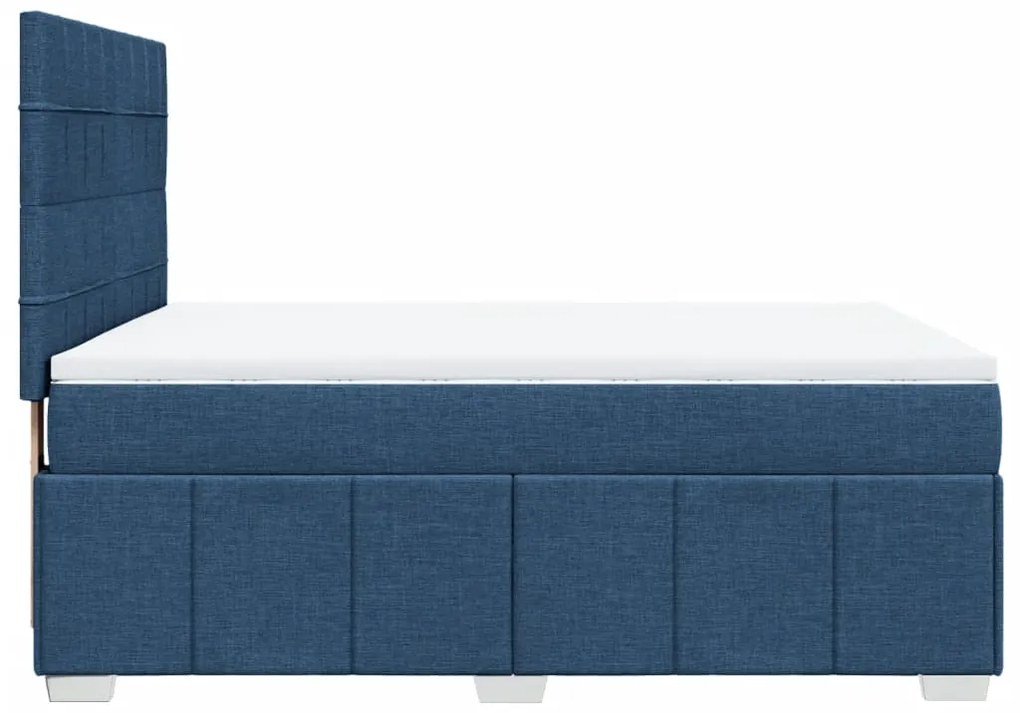 Cama com molas/colchão 160x200 cm tecido azul