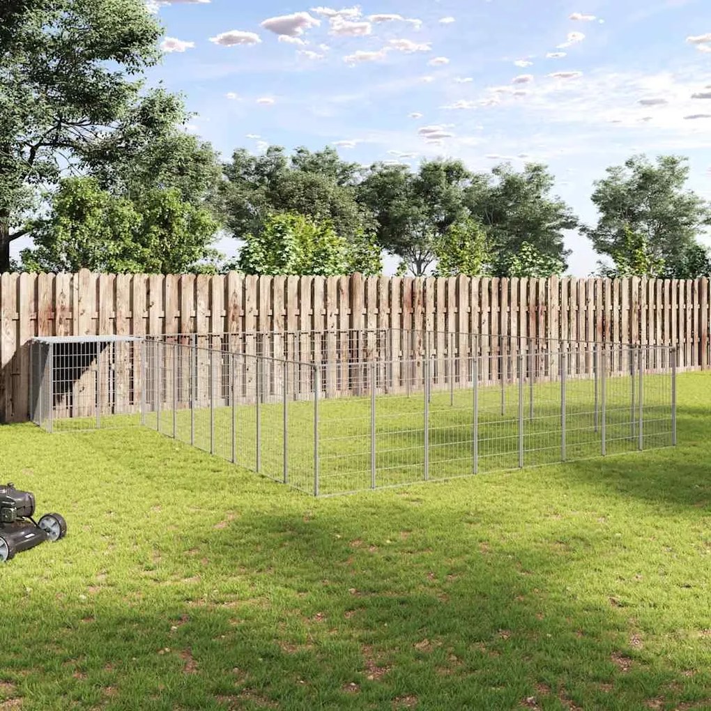 vidaXL Canil 25,41 m² aço prateado