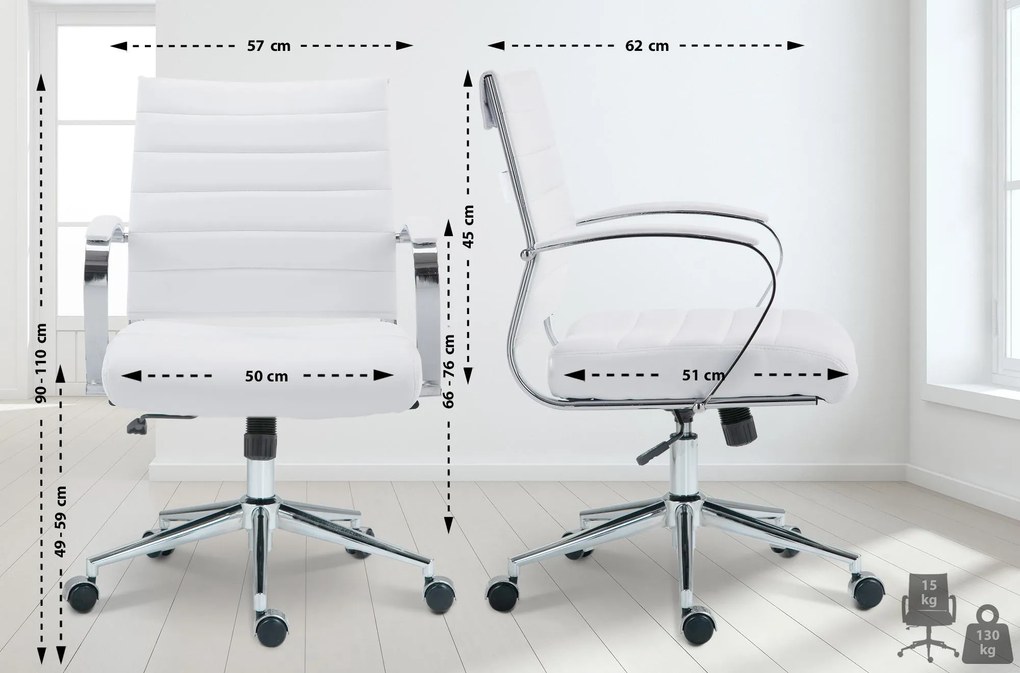 Cadeira de escritório Oakland Leather Sintético Branco