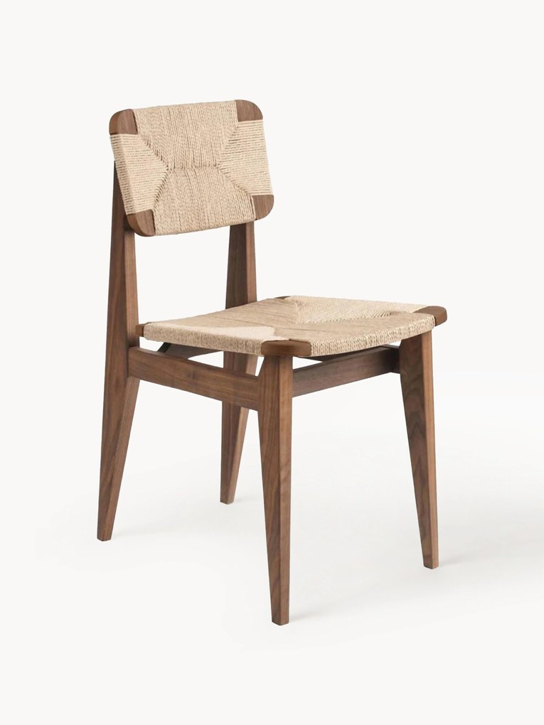 Walnut Wood Chair C-chair with Woven Seat Surface