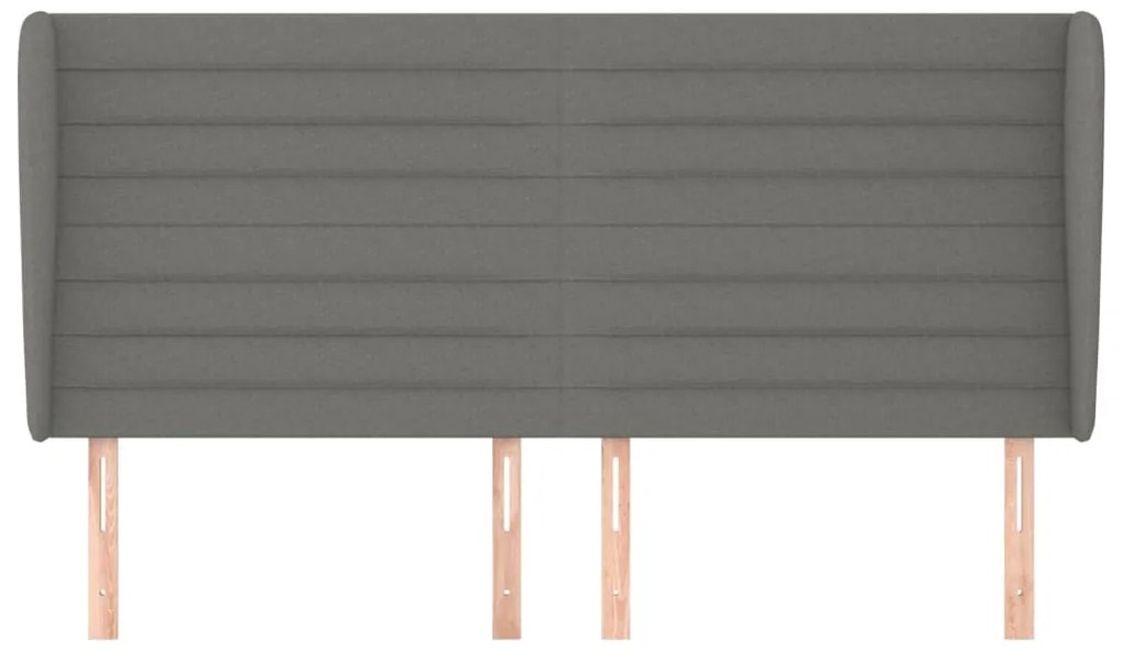 Cabeceira cama c/ abas tecido 163x23x118/128 cm cinzento-escuro