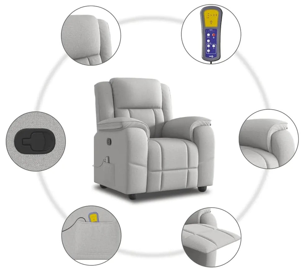 Cadeira de massagem reclinável tecido cinzento