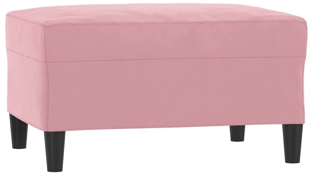 3 pcs conjunto de sofás com almofadões veludo rosa