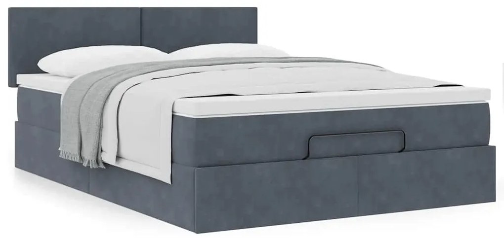 Estrutura de cama otomana com colchão 140x200cm cinzento escuro