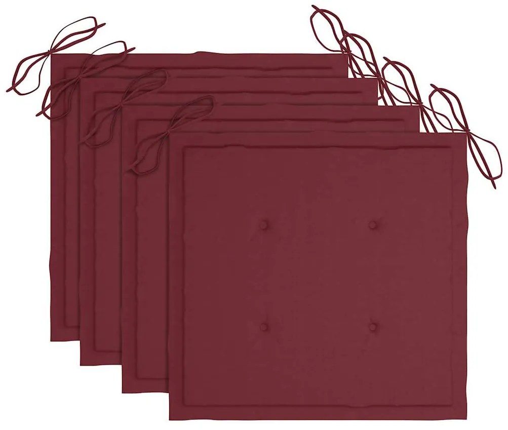 Cadeiras de jardim dobráveis c/ almofadões 4 pcs teca maciça