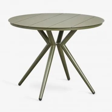 Mesa De Jardim Redonda Em Alumínio Valerie Verde Azeitona Intenso & Ø100 Cm - Sklum