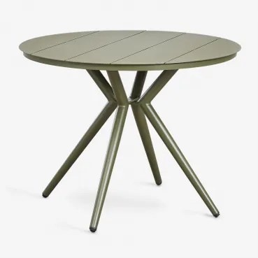Round Garden Table In Aluminum Valerie Verde Azeitona Intenso & Ø100 Cm - Sklum