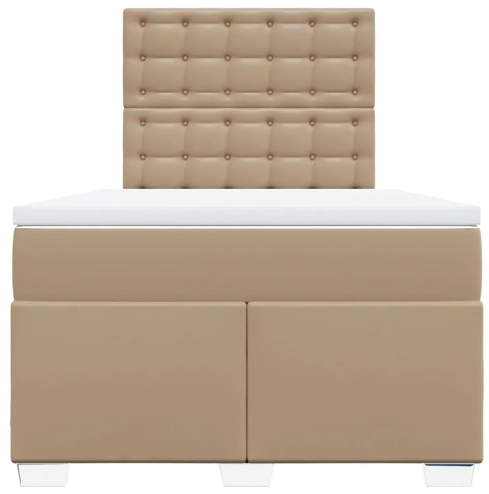 Cama boxspring c/ colchão 120x190cm couro artificial cappuccino