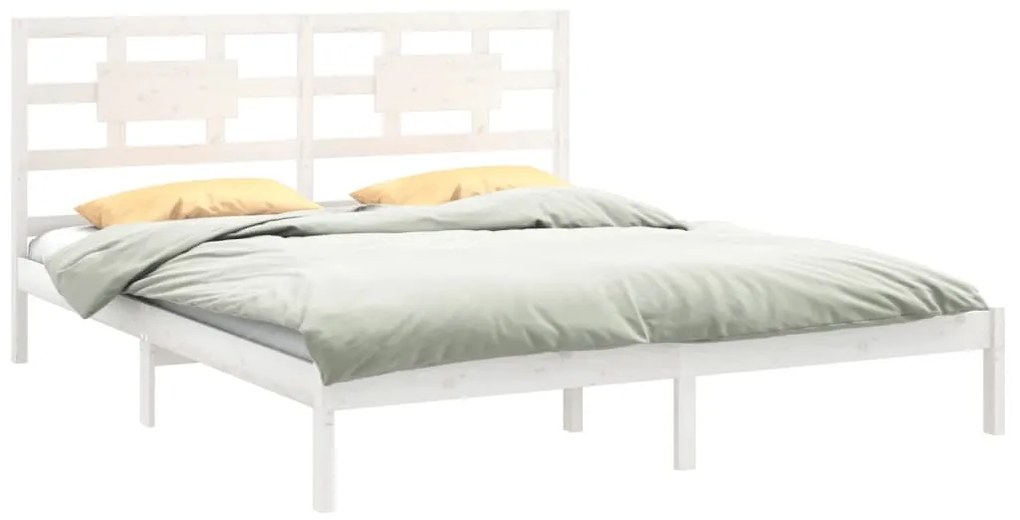 Estrutura de cama super king 180x200 cm madeira maciça branco