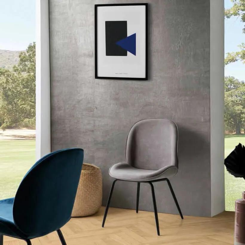 Conjunto de 4 Cadeiras Design Italiano Veludo Cinzento